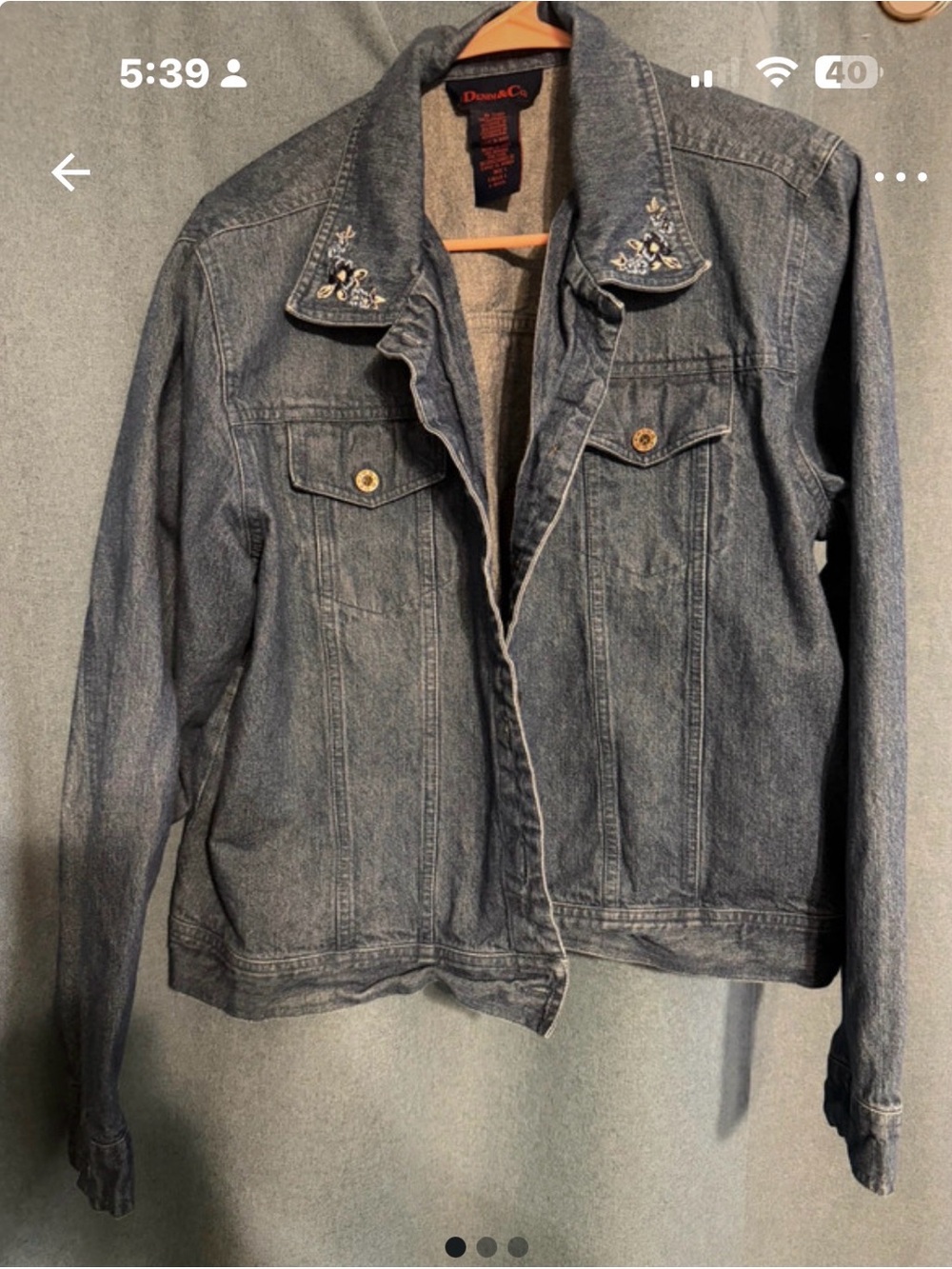 Denim&Co Light Blue Embroidered Collar Jean Jacket